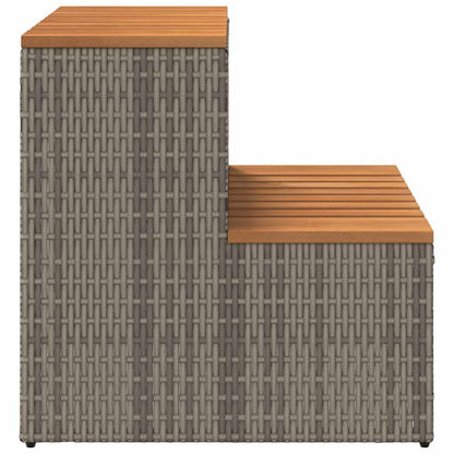 Degrau p/ hidromassagem 50x50x50,5 cm PE e acácia maciça cinza