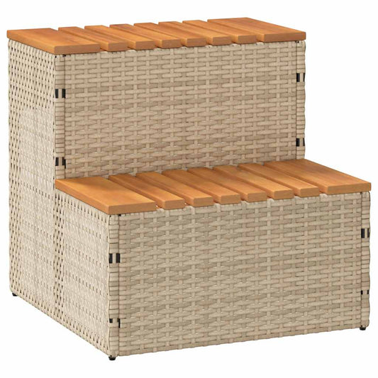 Step for hydromassage 50x50x50.5 cm PE and solid acacia beige
