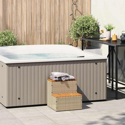 Step for hydromassage 50x50x50.5 cm PE and solid acacia beige