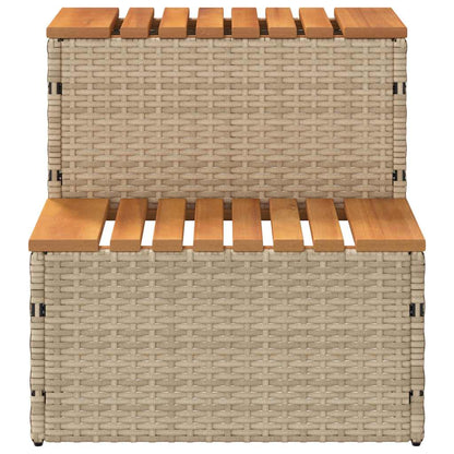 Step for hydromassage 50x50x50.5 cm PE and solid acacia beige