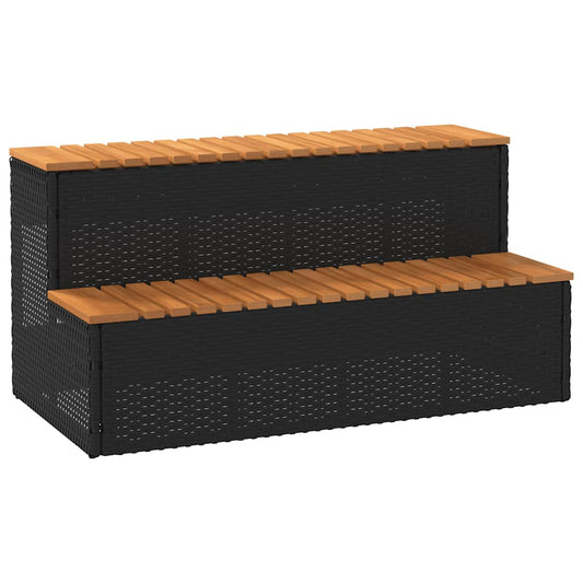 Step for hydromassage 100x50x50.5 cm PE and solid acacia black