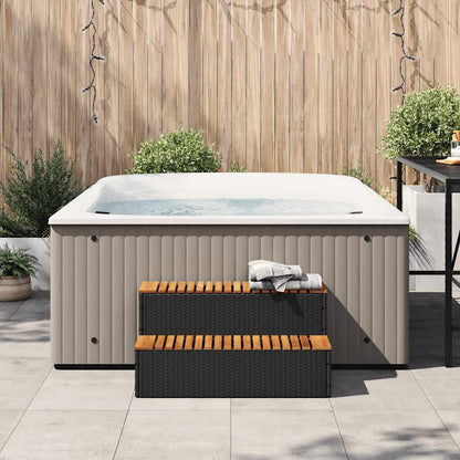 Step for hydromassage 100x50x50.5 cm PE and solid acacia black