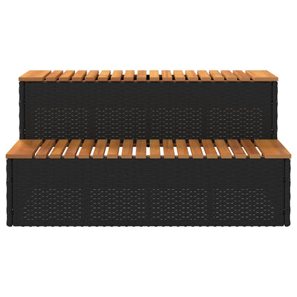 Step for hydromassage 100x50x50.5 cm PE and solid acacia black