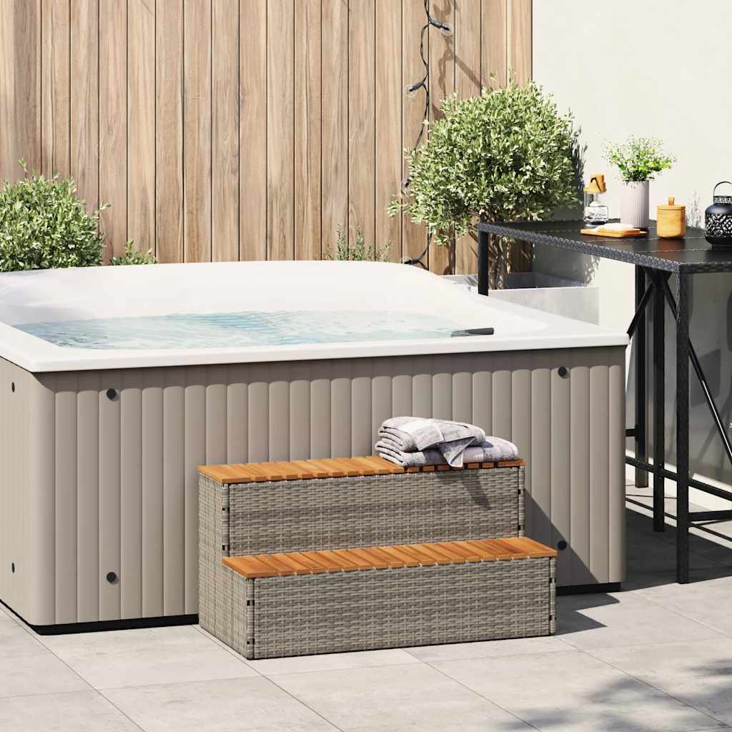 Step for hydromassage 100x50x50.5 cm PE and solid acacia gray