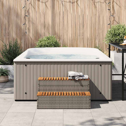 Step for hydromassage 100x50x50.5 cm PE and solid acacia gray