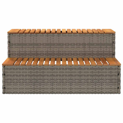 Step for hydromassage 100x50x50.5 cm PE and solid acacia gray