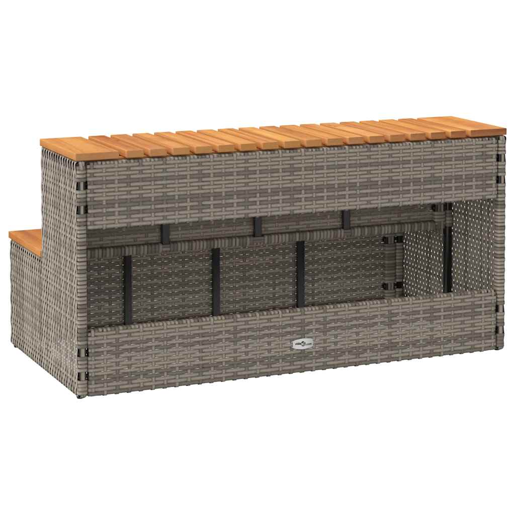 Step for hydromassage 100x50x50.5 cm PE and solid acacia gray