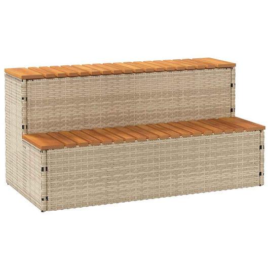 Step for hydromassage 100x50x50.5 cm PE and solid acacia beige