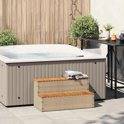Step for hydromassage 100x50x50.5 cm PE and solid acacia beige