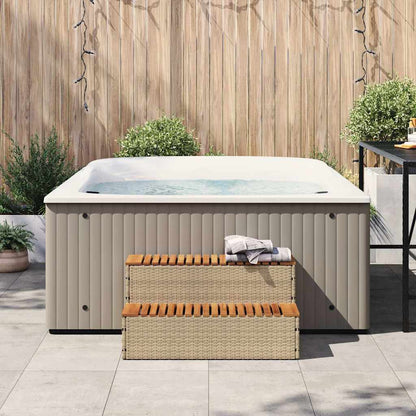 Step for hydromassage 100x50x50.5 cm PE and solid acacia beige