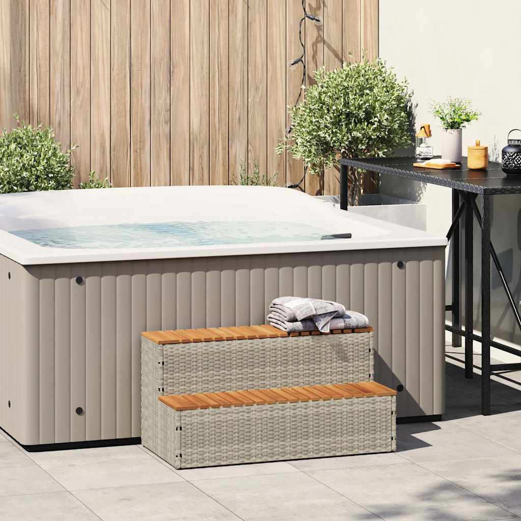 Step for hydromassage 100x50x50.5 cm PE and solid acacia