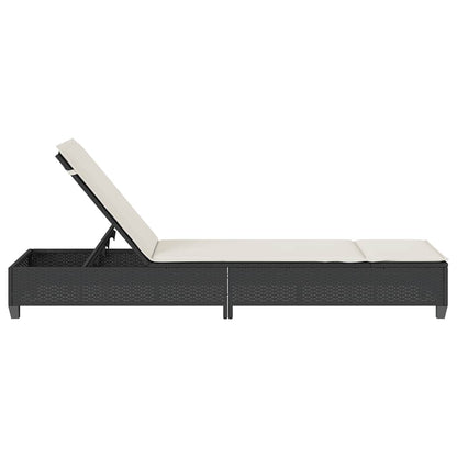 Espreguiçadeira com almofadas 55x200x25,5cm vime PE preto