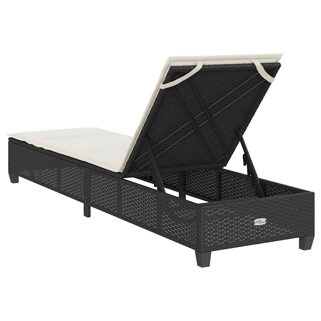 Espreguiçadeira com almofadas 55x200x25,5cm vime PE preto