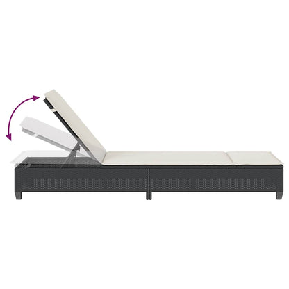 Espreguiçadeira com almofadas 55x200x25,5cm vime PE preto