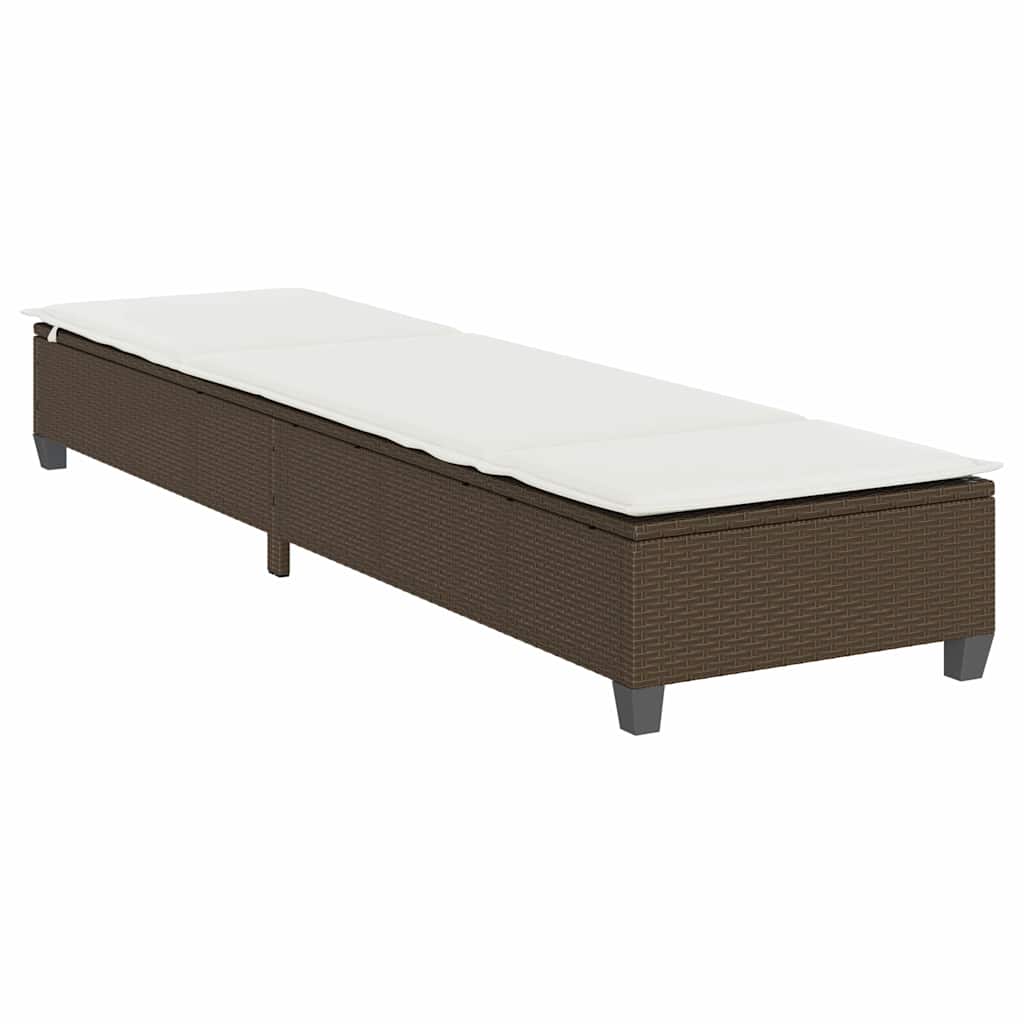 Espreguiçadeira com almofadões 55x200x25,5cm vime PE castanho