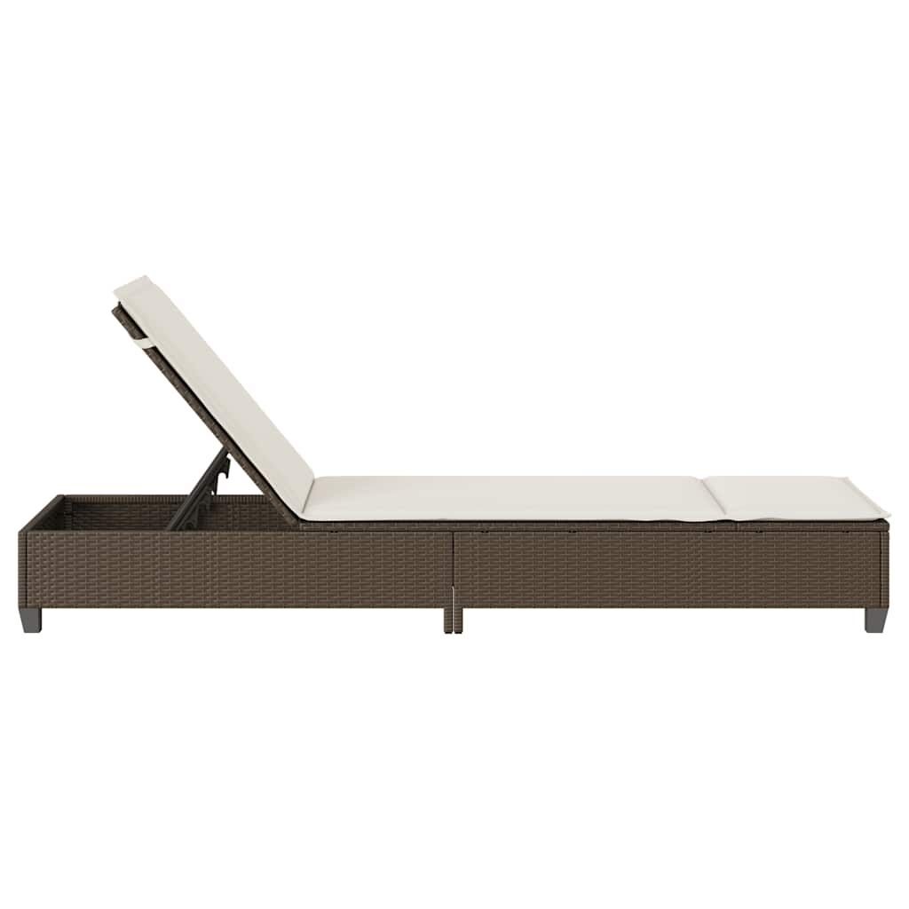 Espreguiçadeira com almofadões 55x200x25,5cm vime PE castanho