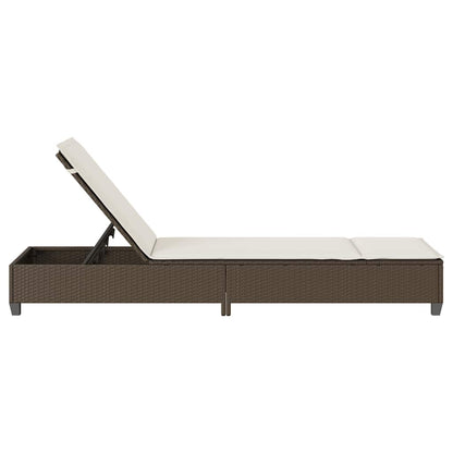 Espreguiçadeira com almofadões 55x200x25,5cm vime PE castanho