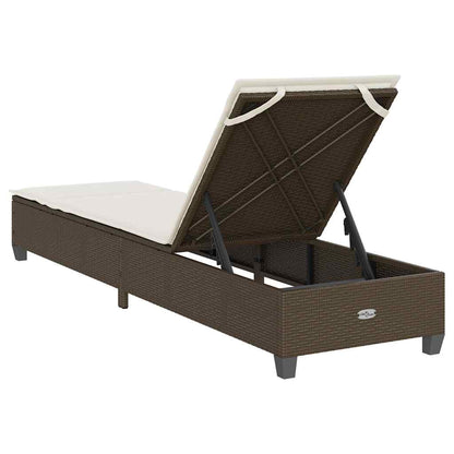 Espreguiçadeira com almofadões 55x200x25,5cm vime PE castanho