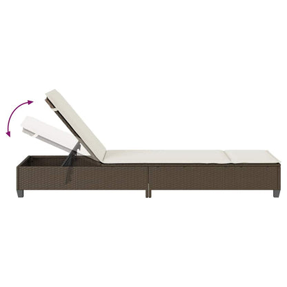 Espreguiçadeira com almofadões 55x200x25,5cm vime PE castanho
