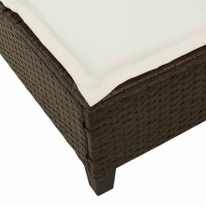 Espreguiçadeira com almofadões 55x200x25,5cm vime PE castanho