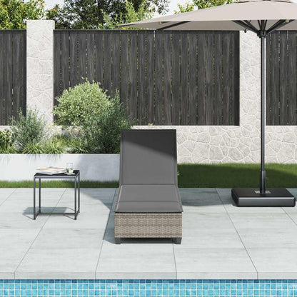 Sun lounger with cushions 55x200x25.5cm grey PE wicker