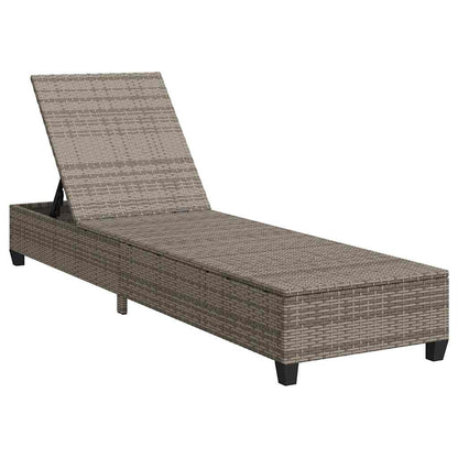 Sun lounger with cushions 55x200x25.5cm grey PE wicker