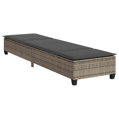 Sun lounger with cushions 55x200x25.5cm grey PE wicker