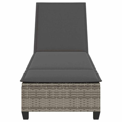 Sun lounger with cushions 55x200x25.5cm grey PE wicker