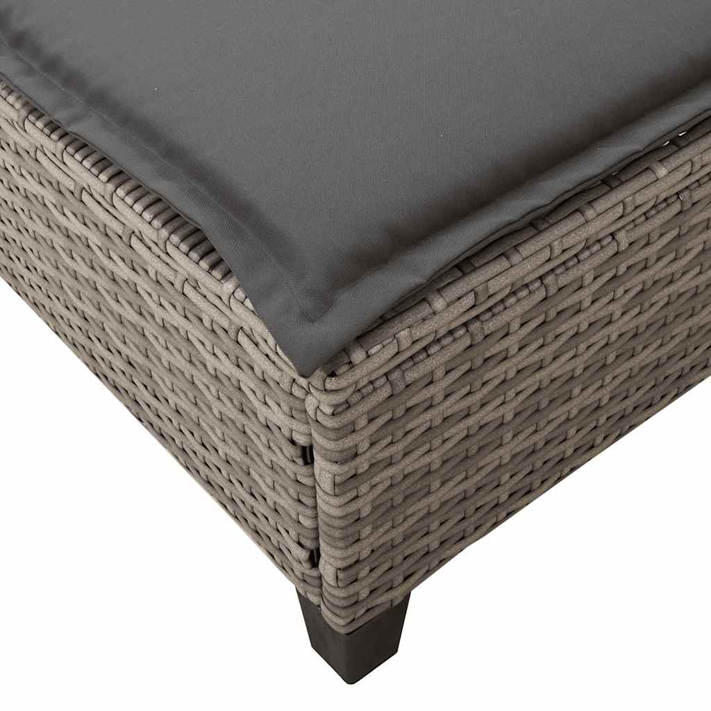 Sun lounger with cushions 55x200x25.5cm grey PE wicker