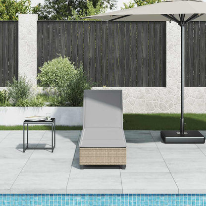 Sun lounger with cushions 55x200x25.5cm PE wicker beige