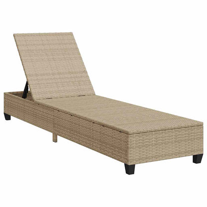 Sun lounger with cushions 55x200x25.5cm PE wicker beige