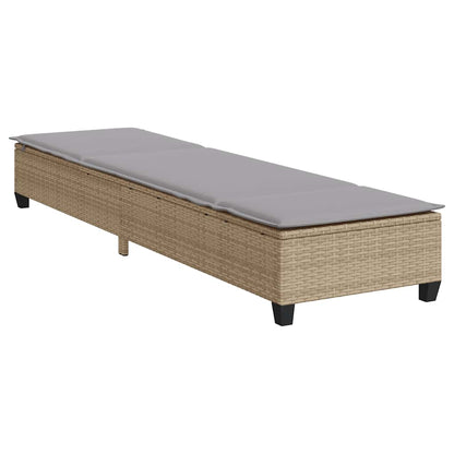 Sun lounger with cushions 55x200x25.5cm PE wicker beige