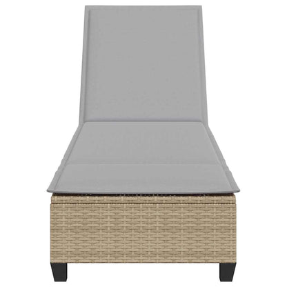 Sun lounger with cushions 55x200x25.5cm PE wicker beige