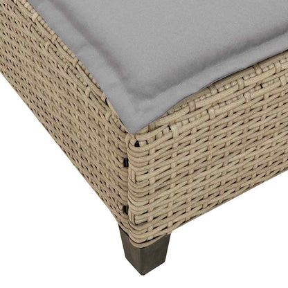 Sun lounger with cushions 55x200x25.5cm PE wicker beige