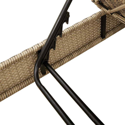 Sun lounger with cushions 55x200x25.5cm PE wicker beige