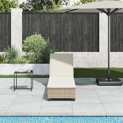 Sun lounger with cushions 55x200x25.5cm PE wicker beige