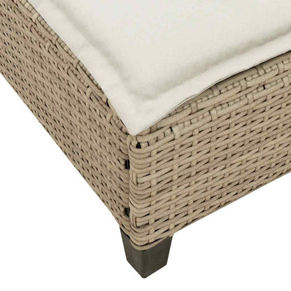 Sun lounger with cushions 55x200x25.5cm PE wicker beige
