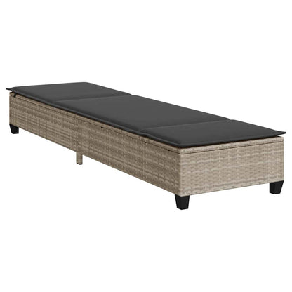 Sun lounger with cushions 55x200x25.5cm PE wicker