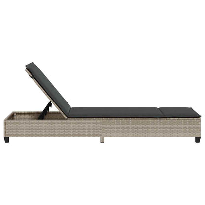 Sun lounger with cushions 55x200x25.5cm PE wicker