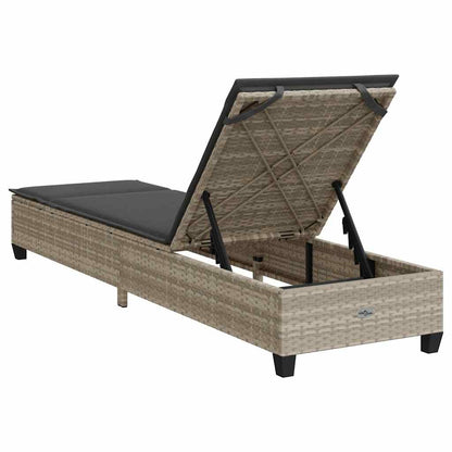 Sun lounger with cushions 55x200x25.5cm PE wicker