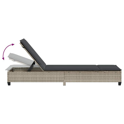Sun lounger with cushions 55x200x25.5cm PE wicker