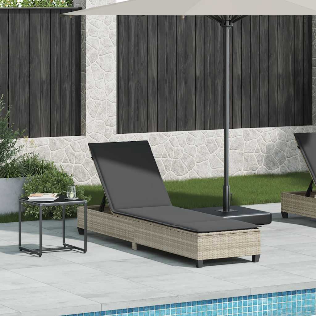 Sun lounger with cushions 55x200x25.5cm PE wicker