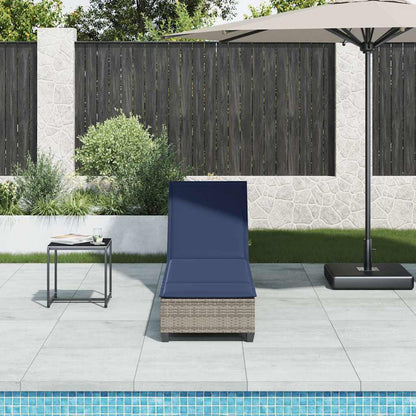 Sun lounger with cushions 55x200x25.5cm grey PE wicker
