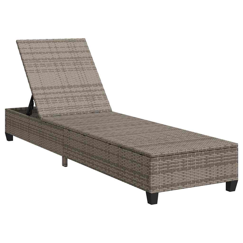 Sun lounger with cushions 55x200x25.5cm grey PE wicker