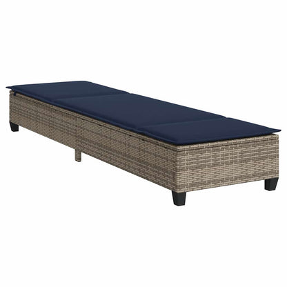 Sun lounger with cushions 55x200x25.5cm grey PE wicker