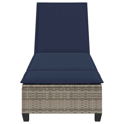 Sun lounger with cushions 55x200x25.5cm grey PE wicker