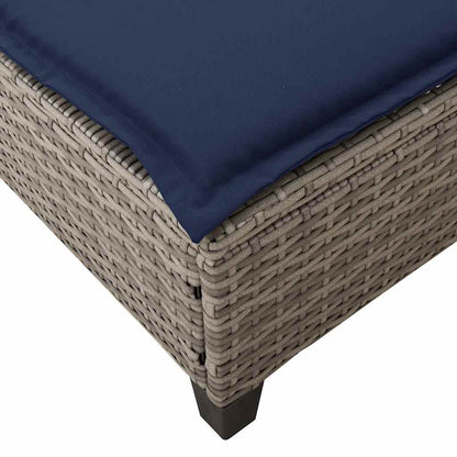 Sun lounger with cushions 55x200x25.5cm grey PE wicker