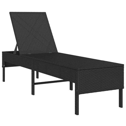 Sun lounger with cushion 55x200x44 cm black PE wicker