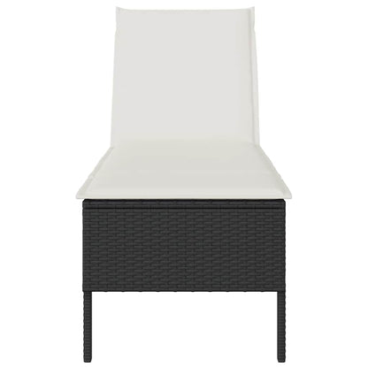 Sun lounger with cushion 55x200x44 cm black PE wicker