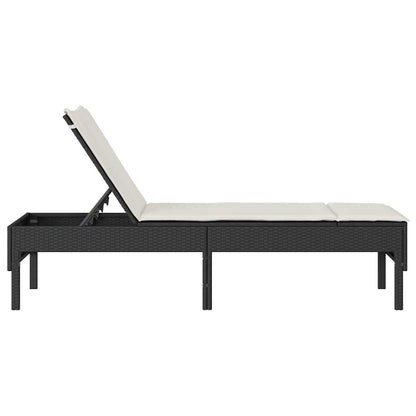 Sun lounger with cushion 55x200x44 cm black PE wicker